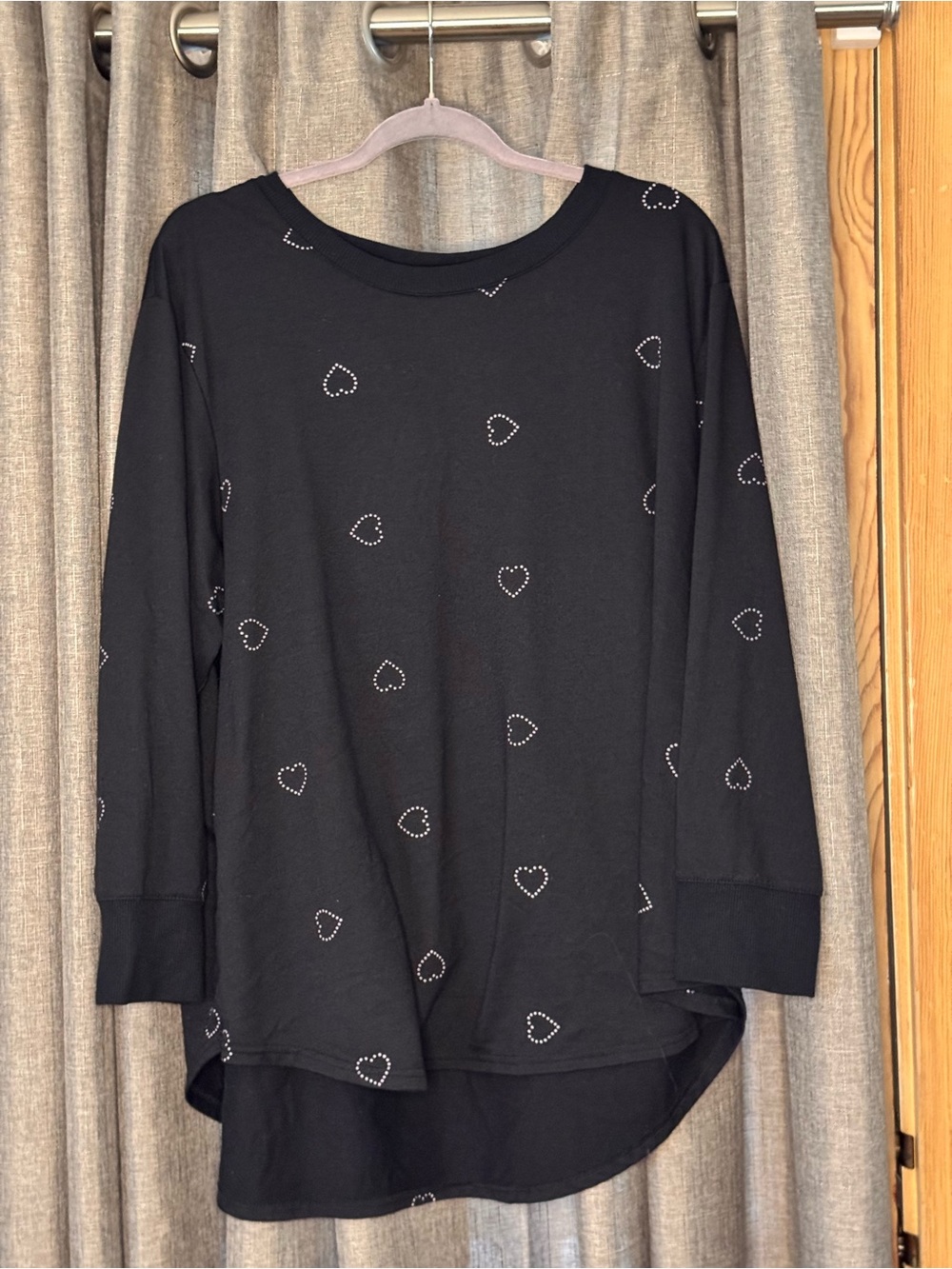 Jane & Delancey Black & Pastel Pink Heart Tunic Top